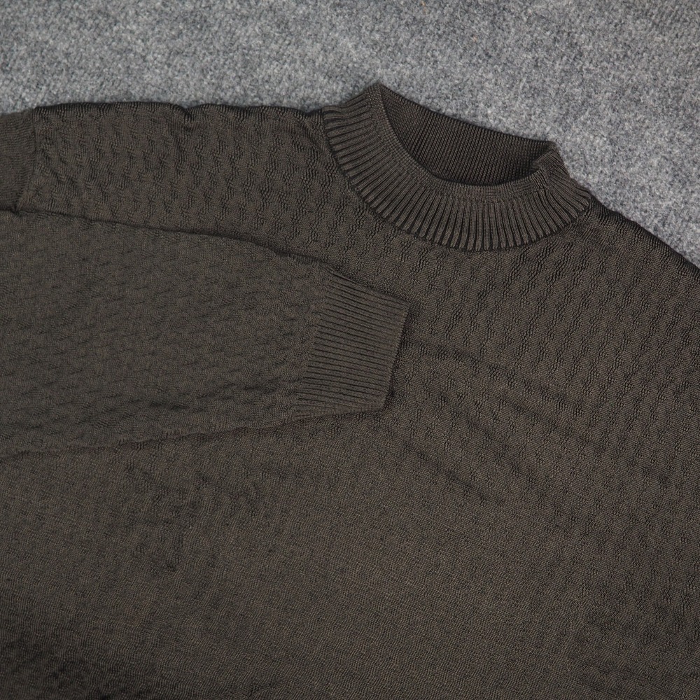 Baracuta Sweater Mens XXL Brown Mock Neck Textured Knit Grandpa Dad Core Casual